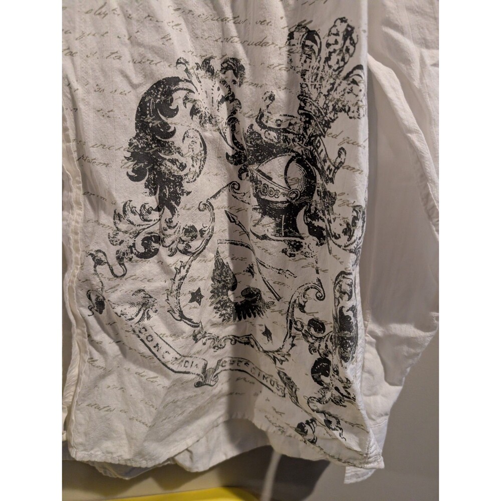 Vintage Machine XL Y2K Mens Gothic Graphic Button Down Shirt Cotton Grunge Emo